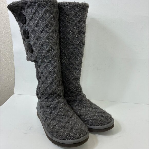 UGG Lattice Cardy Knit Button Boots Size 7 Gray Cozycore - Picture 3 of 11